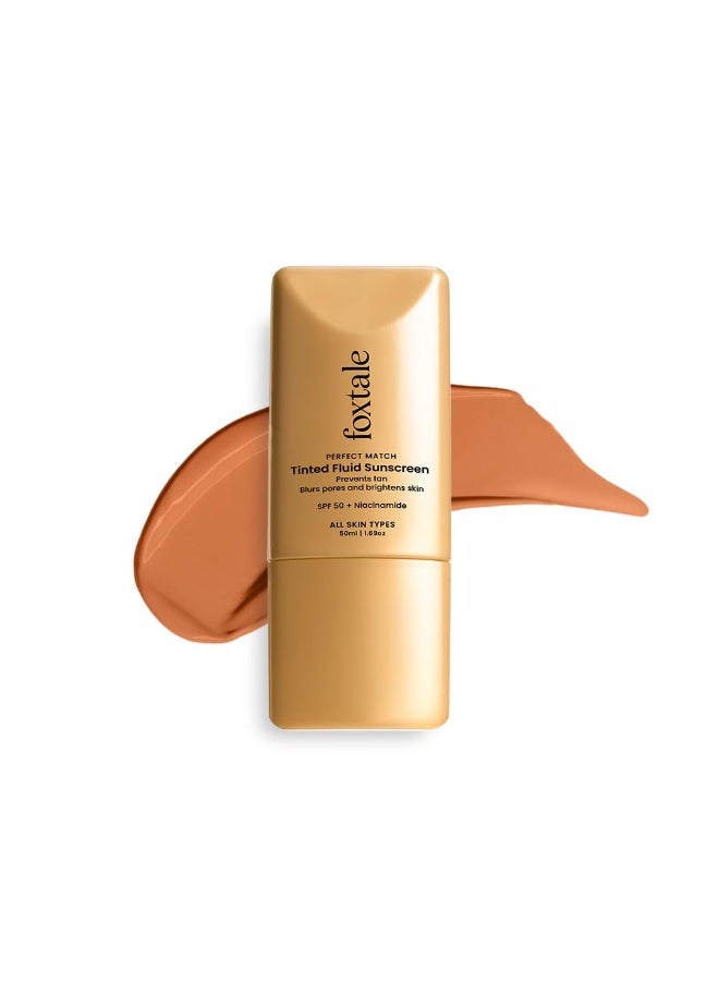 Foxtale SPF 50 Tinted Sunscreen PA++++ - Coco | Niacinamide & Vitamin E | UVA/UVB Protection + BB Cream + Foundation in 1 | Blurs Pores, Evens Tone, Non-Oily Glow | Suitable for All Skin Types | 50ml - Image 1